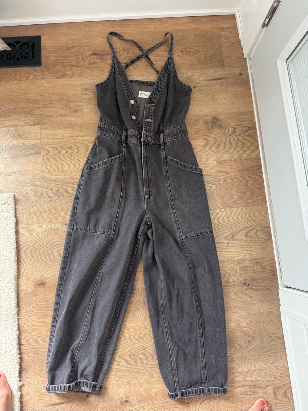 Etica Washed Black Denim Women's Jumpsuit Overalls